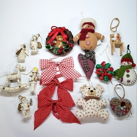 VINTAGE Country Decor Christmas Holiday Ornament Bow Lot - Picture 1 of 6